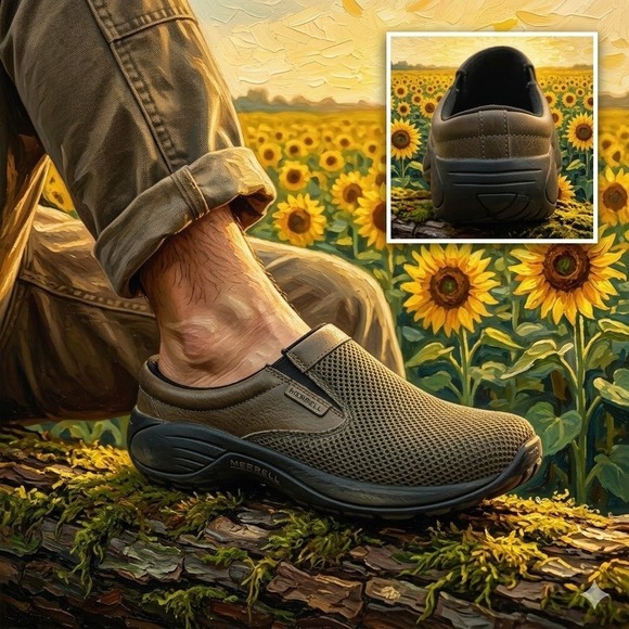 Merrell Other - Merrell Encore Gust Mens 11.5 Brown Leather Mesh Slip On Mules J66271